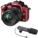 Panasonic GH1 Digital SLR with 14-140mm Lens (Red) and DMW-MS1 stereo microphone