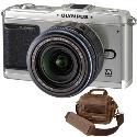 Olympus E-P1 Silver Digital Camera with 14-42mm Black Lens plus Free Retro Bag