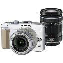 Olympus E-PL1 White Digital Camera plus 14-42mm Silver and 40-150mm Black Lenses