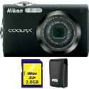 Nikon Coolpix S3000 Black Digital Camera plus Free Leather Case and 2GB Card