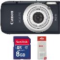 Canon Digital IXUS 210 IS Black Digital Camera plus Free 8GB Card and Battery