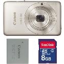 Canon Digital IXUS 130 IS Silver Digital Camera plus Free 8GB Card and Battery