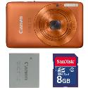 Canon Digital IXUS 130 IS Orange Digital Camera plus Free 8GB Card and Battery