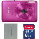 Canon Digital IXUS 130 IS Pink Digital Camera plus Free 8GB Card and Battery