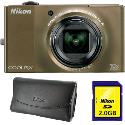Nikon Coolpix S8000 Brown Digital Camera plus Free 2GB Card