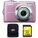 Nikon Coolpix L21 Pink Digital Camera plus Free 2GB Card and Case