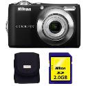 Nikon Coolpix L22 Black Digital Camera plus Free 2GB Card and Case