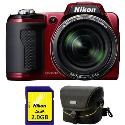 Nikon Coolpix L110 Red Digital Camera plus Free 2GB Card