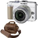 Olympus E-PL1 White Digital Camera with 14-42mm Silver Lens plus Free Retro Bag