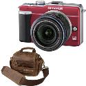 Olympus E-PL1 Red Digital Camera with 14-42mm Black Lens plus Free Retro Bag