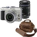 Olympus E-PL1 Champagne Digital Camera with 14-42mm Silver and 40-150mm Black Lenses plus Free Bag
