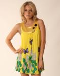 Womens Border Print Sleeveless Yellow Summer Dress
