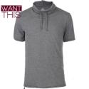 Grey Cowl Neck Short Sleeve T-shirt