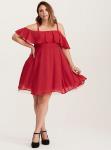 Special Occasion Red Chiffon Off Shoulder Skater D