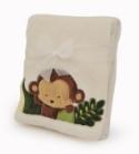 Kids Line Boa Blanket Ecru with Monkey Embroidery