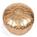 Moroccan Faux Leather Pouffe, Gold