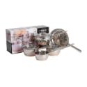 DOME Copper Base Kitchen Saucepans & Glass Lids Se
