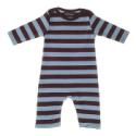 Sky Blue & Chocolate Brown Striped Sleepsuit