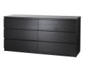 MALM 6 drawer dresser in black-brown