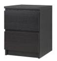 MALM chest with 2 drawers in black-brown