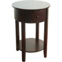 Round End Table with Drawer, Espresso