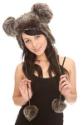 Brown And Grey Faux Fur Pom Hat