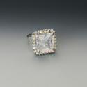 Silver cubic zirconia square ring 