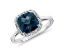 London Blue Topaz and White Sapphire Halo
