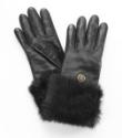 Tory Burch Fur Button Leather Gloves