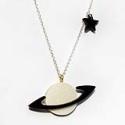 Black and white saturn necklace
