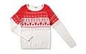 red n white reindeer jumper