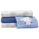 Muslin Squares 4 Pack - Blue/White