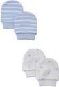 Mothercare Blue Paw Print And Stripe Scratch Mitts