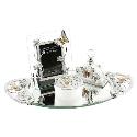 The Juliana Collection Orange and Cream Glass Tray Set