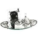 The Juliana Collection Black and Silver Glass Tray Set