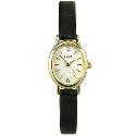 Limit Ladies' Gold-plated Oval Dial and Black Strap Watch