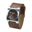 Bench Men's Brown and Orange Leather Strap Watch