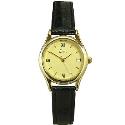 Limit Ladies' Gold-plated Round Dial and Black Strap Watch