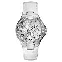 Guess Ladies' White Leather Strap Stone Set Watch