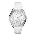 Guess Quiz Ladies' White Leather Strap Watch