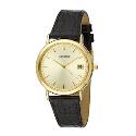 Accurist Men's Gold Plated Brown Leather Strap Watch