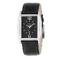 Fossil Men's Rectangular Dial Black Leather Strap Watch