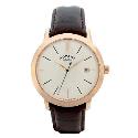 Rotary Core Men's Rose Silver Dial Brown Leather Strap Watch