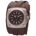 Kahuna Men's Round Dial Brown Leather Cuff Watch