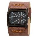 Bench Men's Black Dial Wide Brown Leather Cuff Watch
