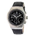 Swatch Trapped Men's Black Leather Strap Watch
