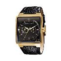 Armani Exchange Men's Gold-Plated Black Strap Watch