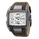 Diesel Men's Brown Leather Cuff Watch With Silver Dial