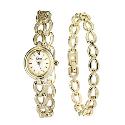 Limit Ladies' Gold-Plated Watch and Bracelet Gift Set