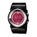 Casio Baby-G Pink LCD Dial Stone Set Black Bangle Watch